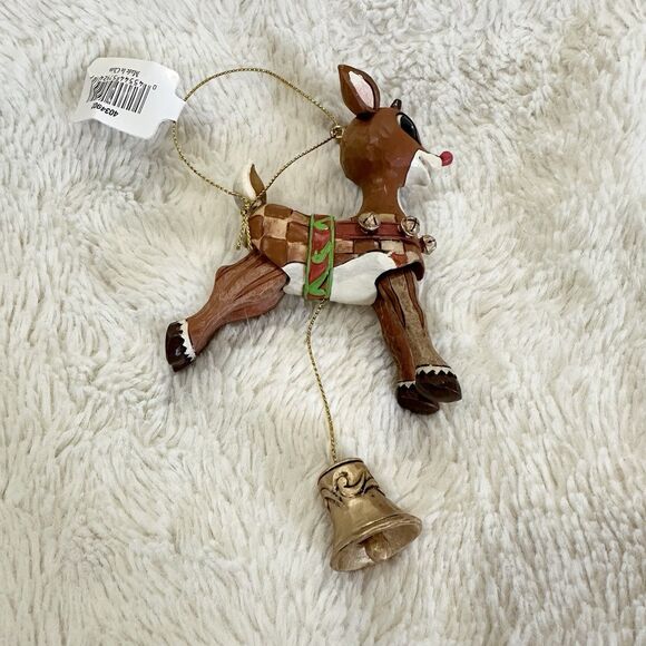 Jim Shore Rudolph Reindeer Vintage Pull String Hanging Christmas Ornament - Picture 7 of 8